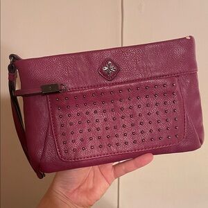 Vera Wang Maroon Leather Clutch